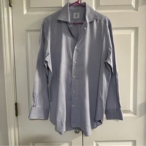 Agho Men’s Blue Button Down Collared Dress Shirt Blue White Sz 16/41